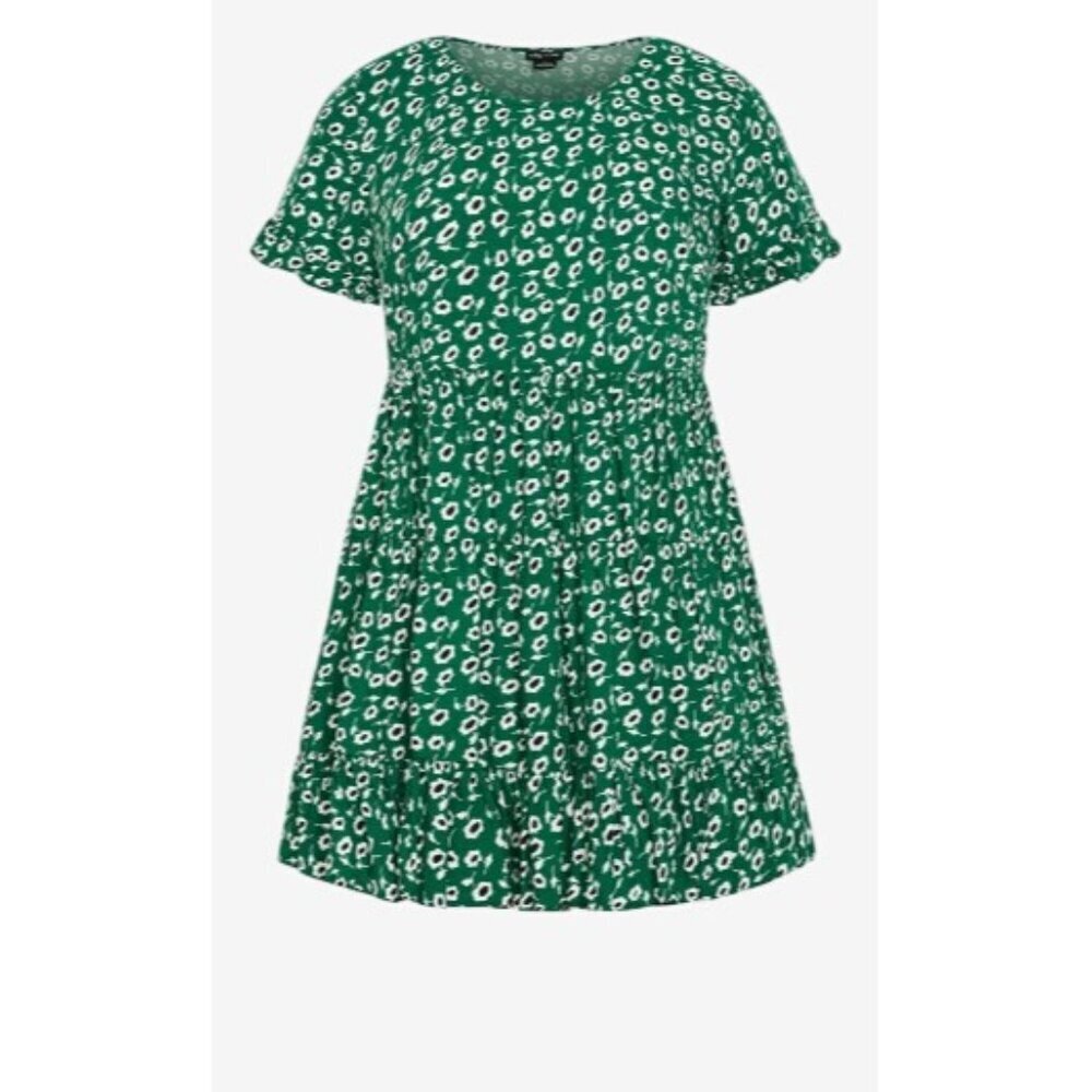 City Chic Womens Green Floral Dress Size 12 Midi Lightweight Plus Size Flowy - Picture 3 of 6